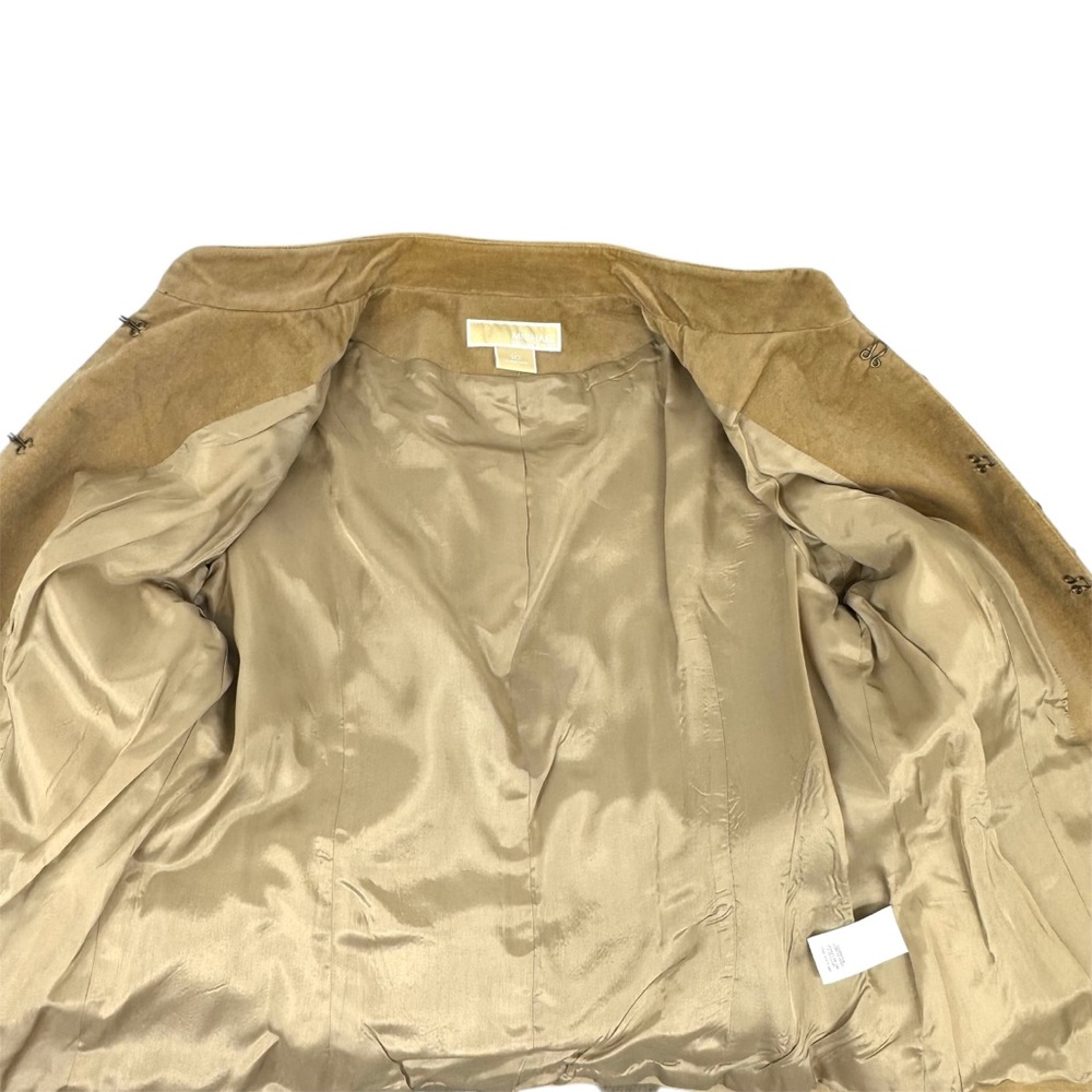 Michael Kors velvet tan tailored blazer metallic sequins & stand collar NWOT 10 - Picture 7 of 16